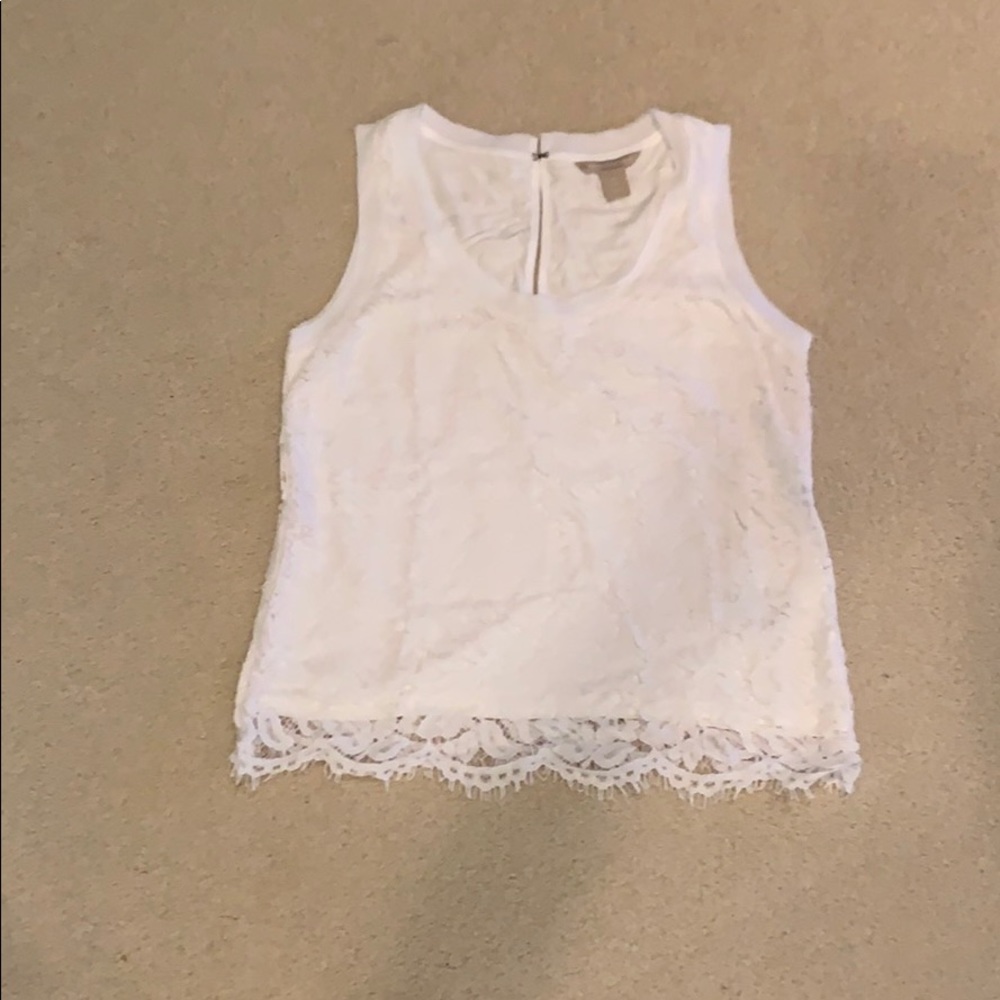 Banana Republic Sleeveless White Lace top
